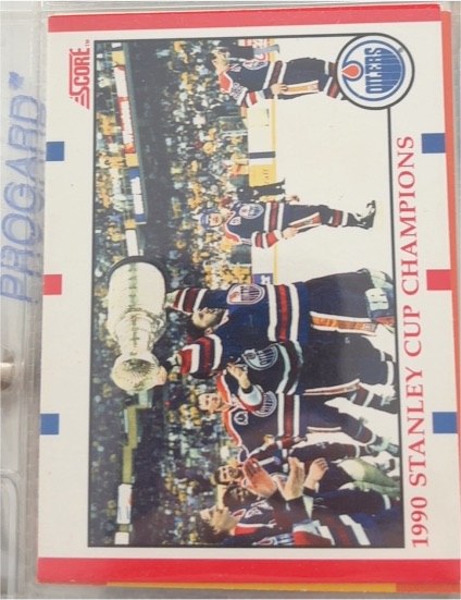 1990-91 Score #331 1990 Stanley Cup Champions Edmonton Oilers — front