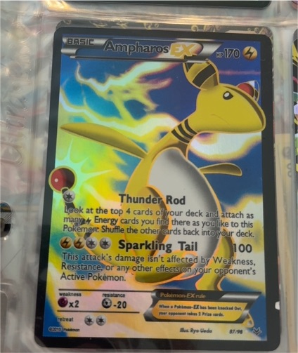 2015 Pokémon XY Ancient Origins #87 Ampharos EX — front