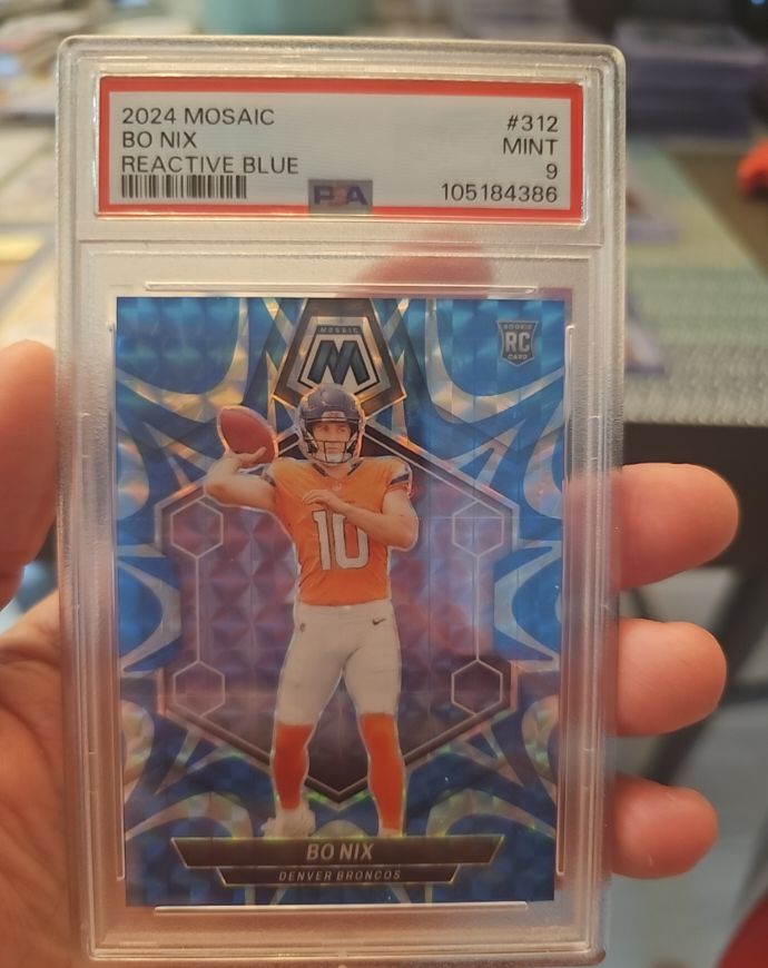 2024 Panini Mosaic #312 Bo Nix Reactive Blue — front