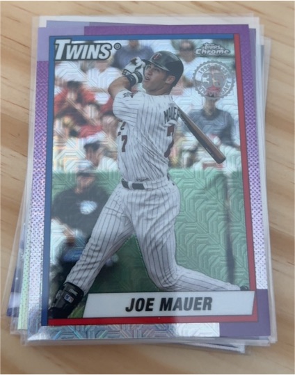 2025 Topps Update #U90C-100 Joe Mauer 1990 Topps Chrome Minnesota Twins — front
