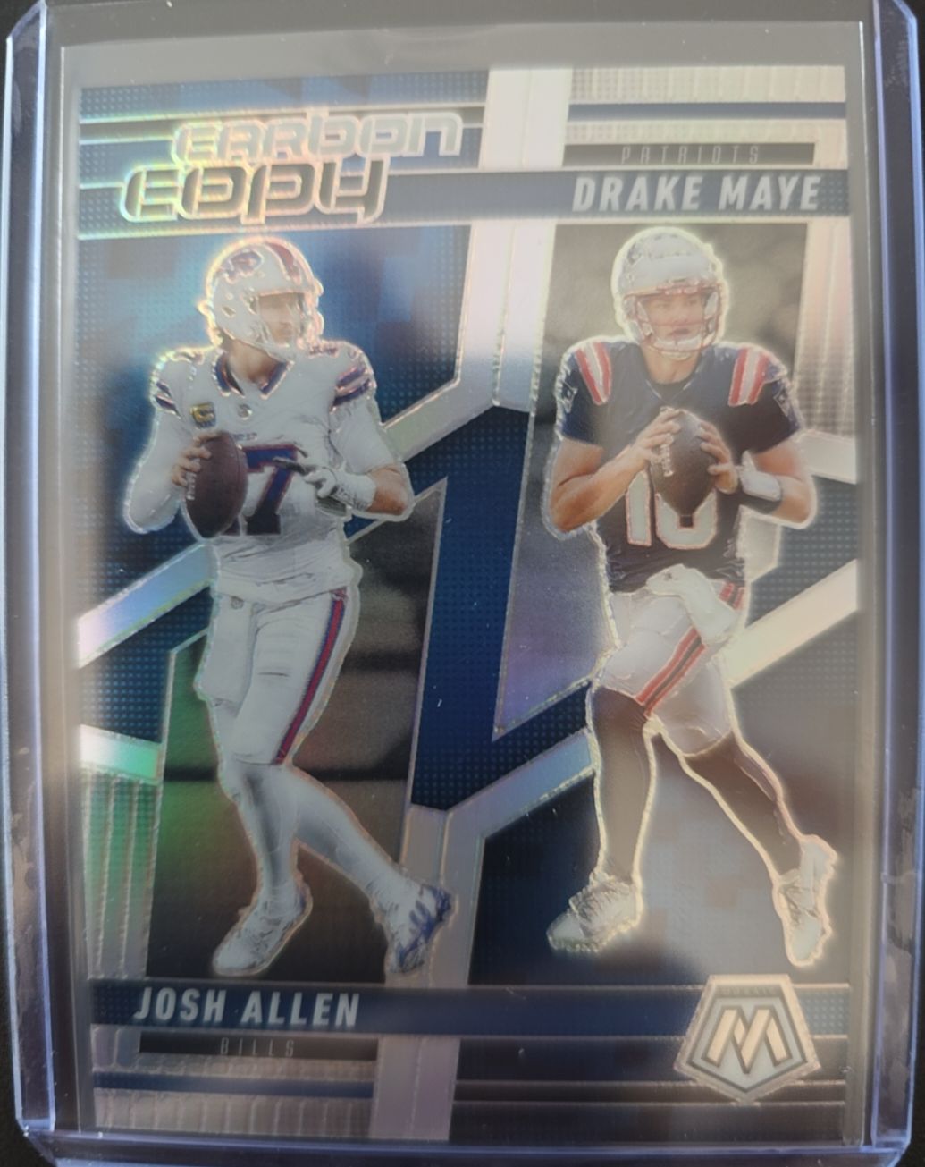 2025 Panini Mosaic Carbon Copy #CCO-14 Drake Maye Josh Allen — front