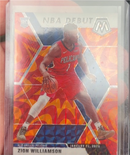 2019-20 Panini Mosaic NBA Debut #269 Zion Williamson Reactive Blue Prizm Rookie — front