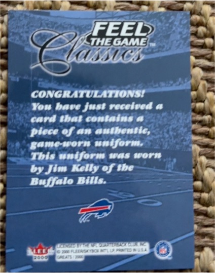 2000 Fleer Feel the Game Classics Jim Kelly Buffalo Bills — front