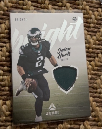 2021 Panini Luminance Bright Beginnings Relics #BB-JAH Jalen Hurts — front