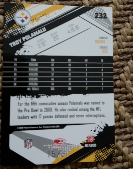 2009 Score Inscriptions #232 Troy Polamalu — front