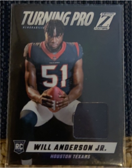 2023 Panini Zenith #TPM-WAJ Will Anderson Jr. Turning Pro Memorabilia Rookie Texans — front