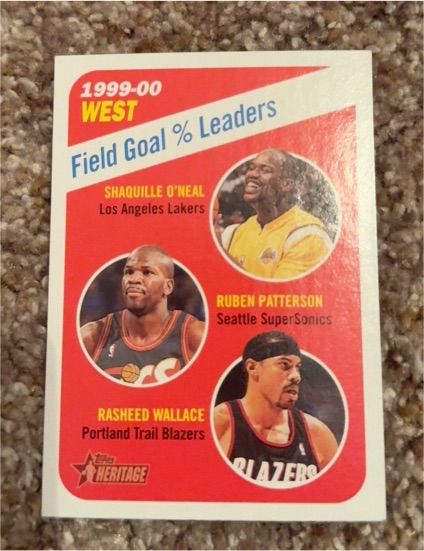 2000-01 Topps Heritage #148 Shaquille O'Neal Ruben Patterson Rasheed Wallace — front