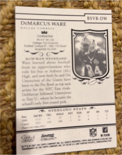 2007 Bowman Sterling #BSVR-DW DeMarcus Ware — front