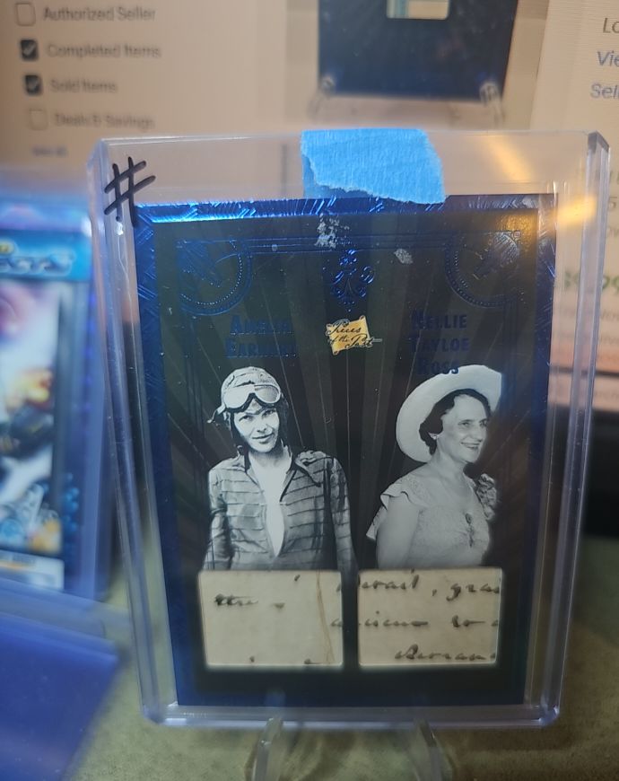 2025 Pieces of the Past Roaring 20s Amelia Earhart & Nellie Ross Hand Written Red /25 — front