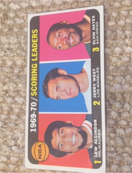 1970 Topps #1 NBA Scoring Leaders Lew Alcindor Jerry West Elvin Hayes — front