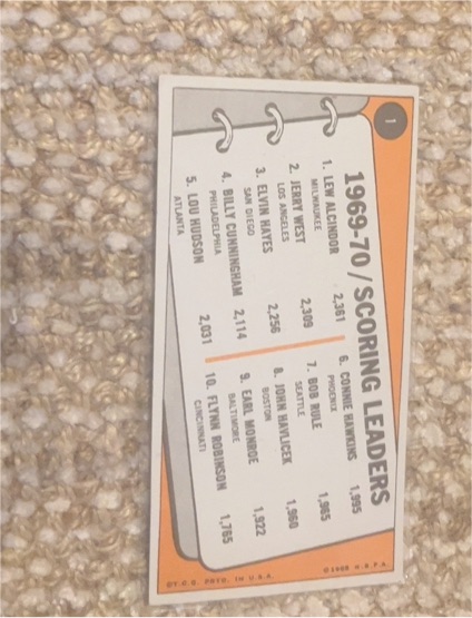 1969-70 Topps #1 Scoring Leaders Checklist — front