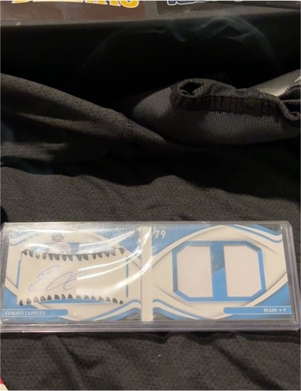 2022 Panini Absolute Edward Cabrera Rookie Dual Patch Auto Booklet #/79 — front