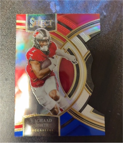 2023 Panini Select Premier Level #197 Rachaad White Black & Gold Prizm Die-Cut — front