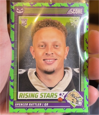 2024 Panini Score-A-Treat #45 Spencer Rattler Rising Stars Green Bats — front