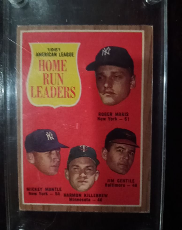 1962 Topps #53 1961 American League Home Run Leaders Roger Maris Mantle Killebrew Gentile — front