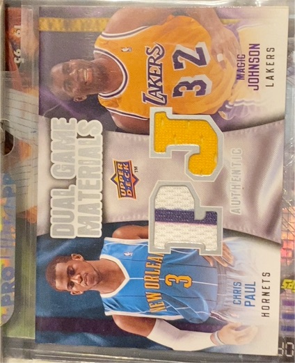 2009-10 Upper Deck Dual Game Materials #DG-JP Magic Johnson / Chris Paul — front