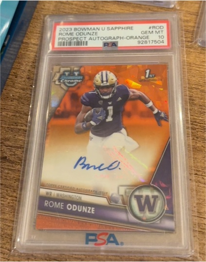 2023 Bowman U Sapphire #ROD Rome Odunze Prospect Autograph Orange — front