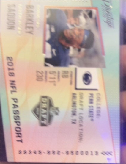 2018 Panini Prestige NFL Passport #PP-SB Saquon Barkley — front