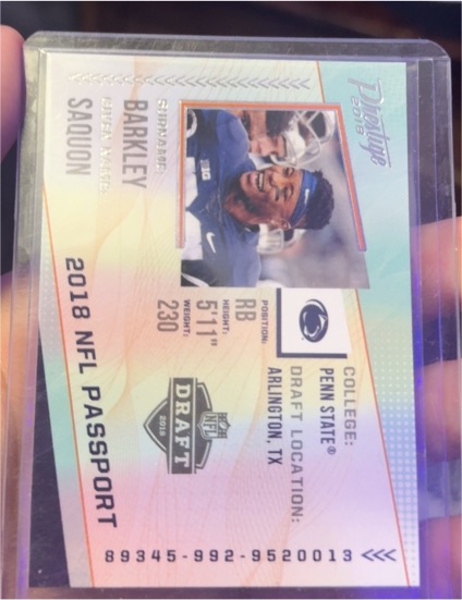 2018 Panini Prestige NFL Passport #PP-SB Saquon Barkley — front