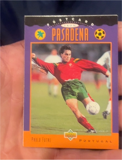 1994 Upper Deck World Cup Postcard from Pasadena #UD7 Paulo Futre — front