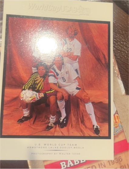 1994 Upper Deck World Cup #WI1 U.S. World Cup Team Armstrong, Lalas, Dooley, Meola — front