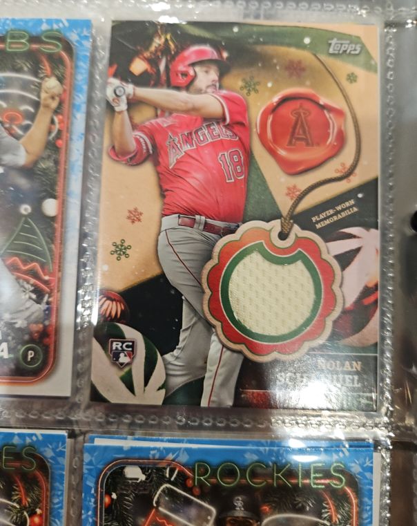 2024 Topps Holiday Relics #RC-NS Nolan Schanuel Rookie Los Angeles Angels — front