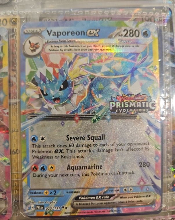 2025 Pokemon Prismatic Evolutions #023 Vaporeon EX — front