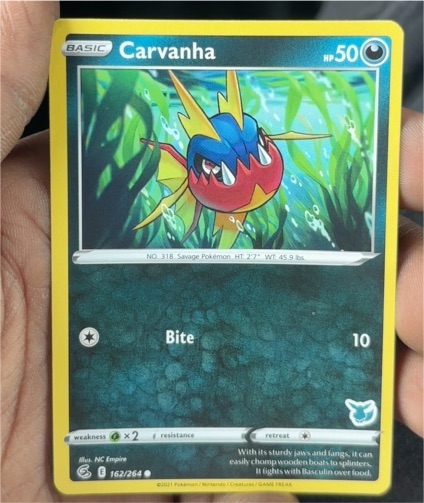2021 Pokémon Sword & Shield Fusion Strike #162 Carvanha — front