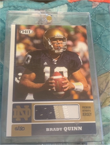 2007 Sage Hit Premium Authentic Jersey #Brady Quinn — front
