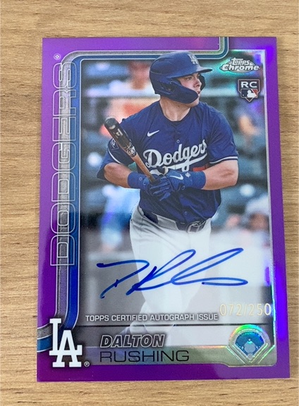 2025 Topps Chrome Update #RA-DR Dalton Rushing Purple Refractor RC Auto — front