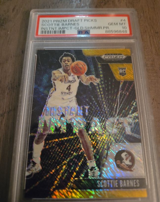 2021 Panini Prizm Draft Picks #A Scottie Barnes Instant Impact Gold Shimmer Prizm — front