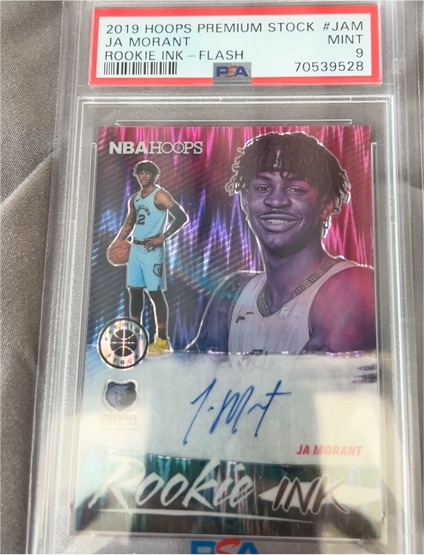 2019 Hoops Premium Stock #RI-JAM Ja Morant Rookie Ink Flash — front
