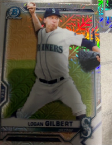 2021 Bowman Chrome Prospects Mojo Refractor #BCP-58 Logan Gilbert — front