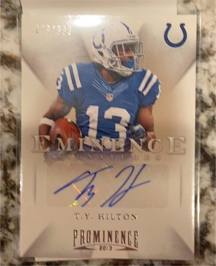 2013 Panini Prominence #13 T.Y. Hilton Eminence Signatures — front