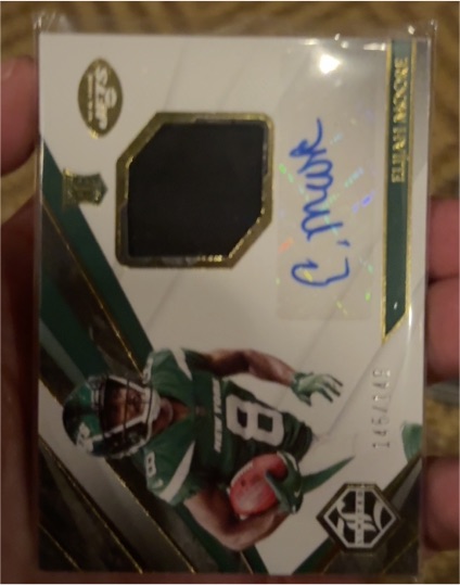 2021 Panini Limited #116 Elijah Moore Rookie Patch Autograph — front