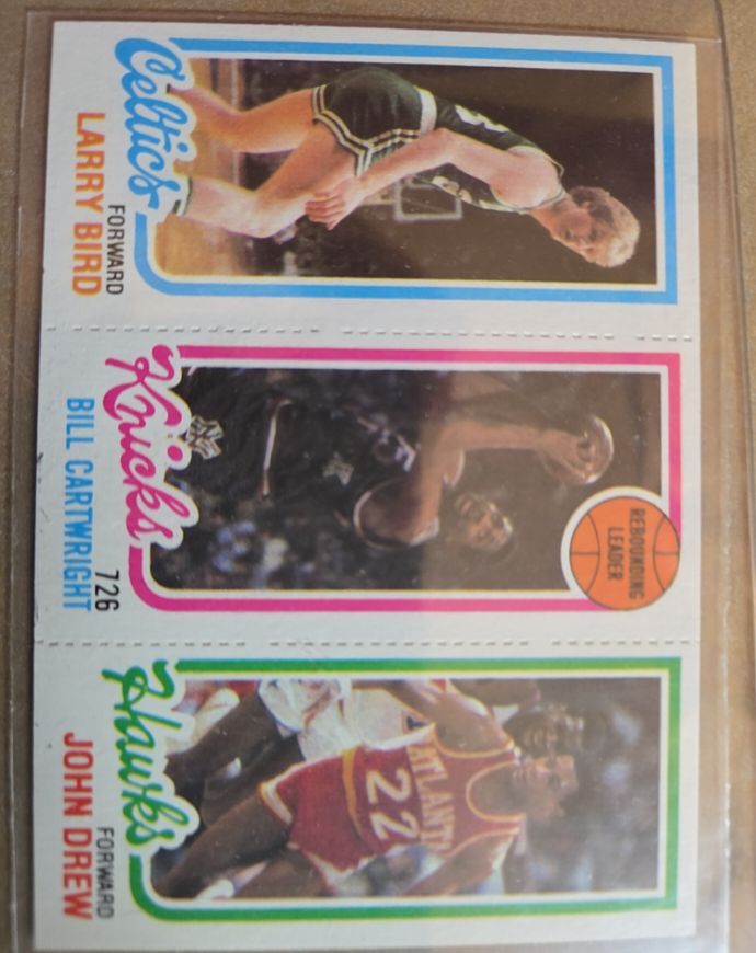 1980-81 Topps #726 Larry Bird / Bill Cartwright / John Drew — front