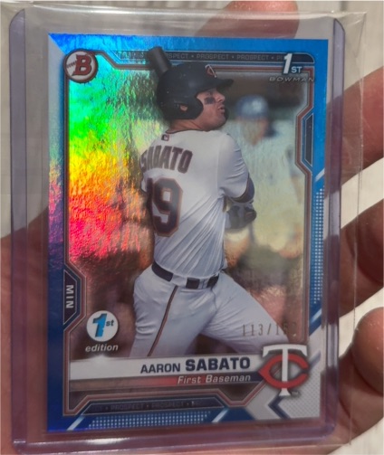 2021 Bowman Chrome Prospects #BCP-125 Aaron Sabato — front