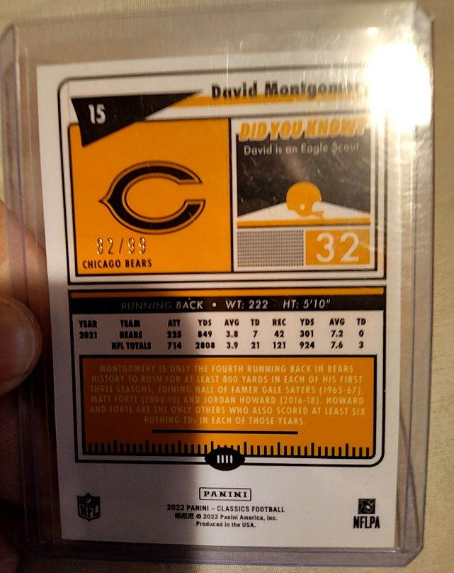 2022 Panini Classics Football #15 David Montgomery — front