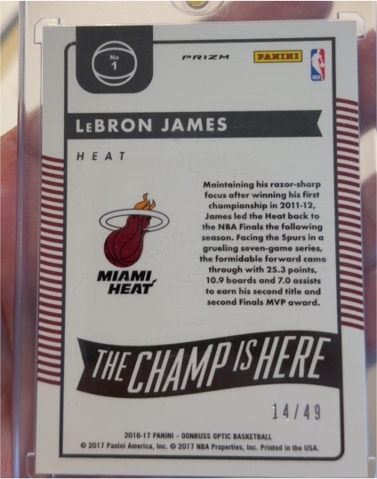 2016-17 Panini Donruss Optic #1 LeBron James — front