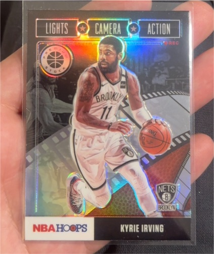 2019-20 Panini Hoops Premium Stock #23 Kyrie Irving Lights Camera Action Silver — front