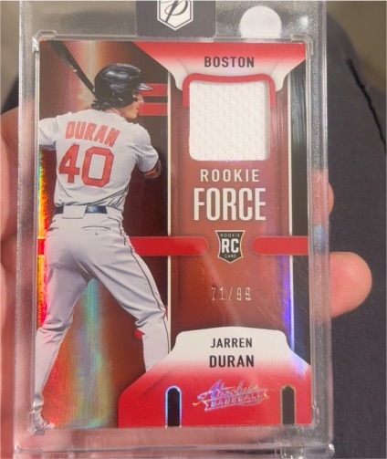 2022 Panini Absolute Rookie Force Materials Spectrum Red RF-JD Jarren Duran/99 — front