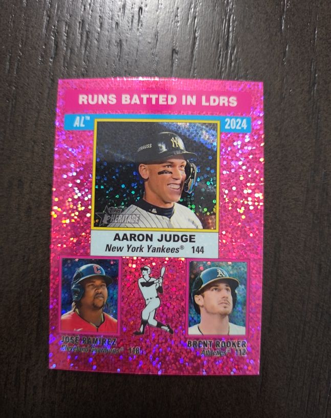 2025 Topps Heritage #196 Runs Batted In Ldrs Aaron Judge / Jose Ramirez / Brent Rooker — front