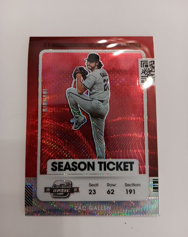 2021 Panini Contenders Optic #98 Zac Gallen Season Ticket Red Wave — front