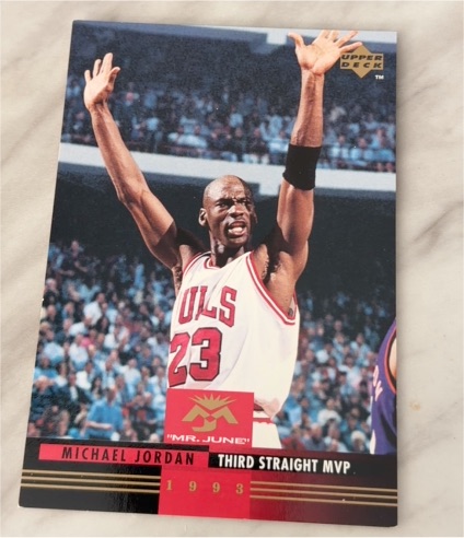 1993 Upper Deck #MJ9 Michael Jordan Mr. June Third Straight MVP — front