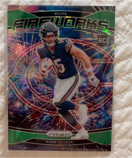2024 Panini Prizm #19 Rome Odunze Fireworks Green Prizm — front