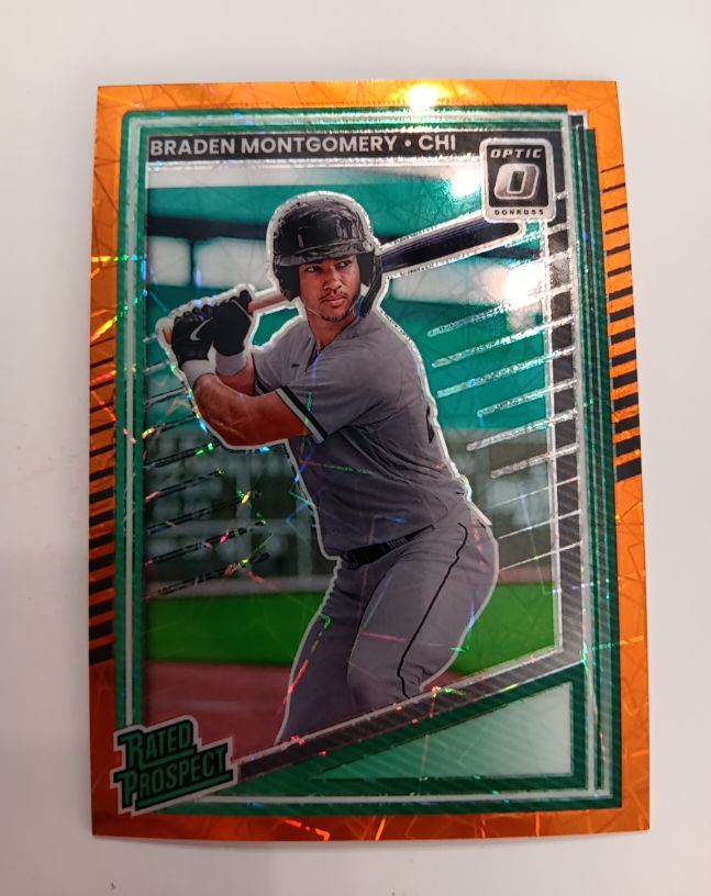 2025 Donruss Optic #101 Braden Montgomery Orange Velocity Prizm Rated Prospect — front