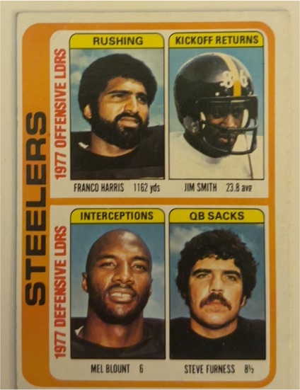 1978 Topps #522 Franco Harris / Jim Smith / Mel Blount / Steve Furness — front