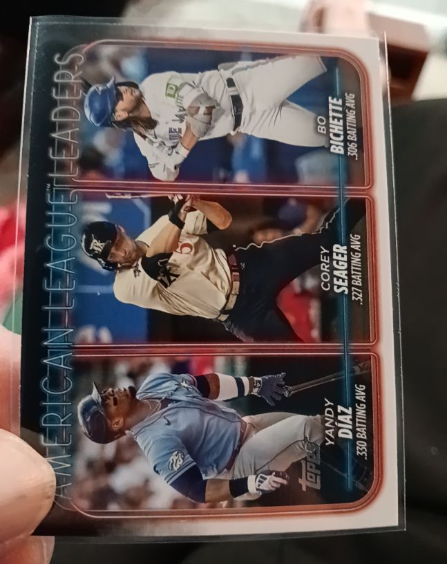 2024 Topps #149 American League Leaders Yandy Díaz Corey Seager Bo Bichette — front
