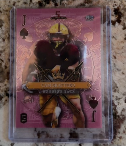 2024 Wild Card 5 Card Draw Stacked Deck #J♠ Cam Skattebo — front