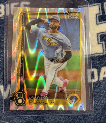 2025 Topps Chrome #95 Freddy Peralta Raywave Refractor — front